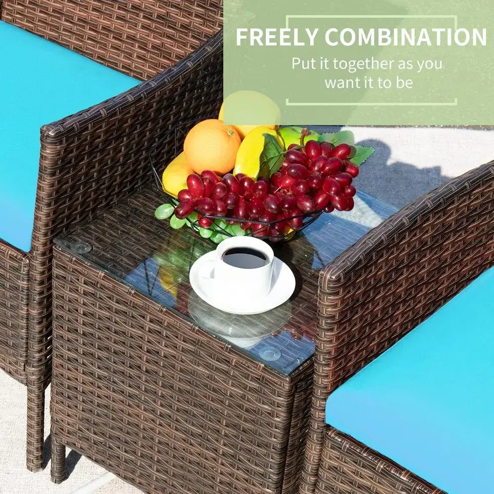 Home And Garden Courtyard Furniture plastic Rattan Dining Table Set Outdoor Wicker rattan furniture Set Garden sofa Set