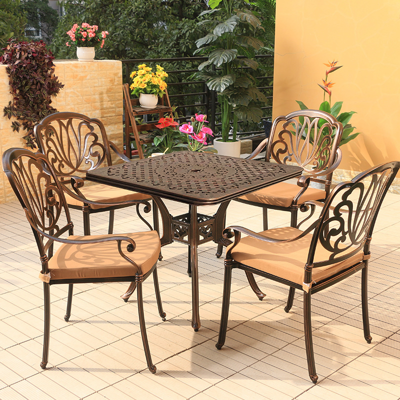 Wholesale Outdoor Dinning Table and Chair Set Garden Furniture Big Restaurant Table Cast Aluminium Manufacturer Dining Table