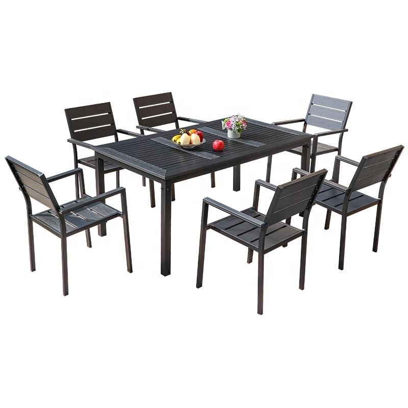 Modern garden table and chairs waterproof black patio table set outdoor terrace furniture