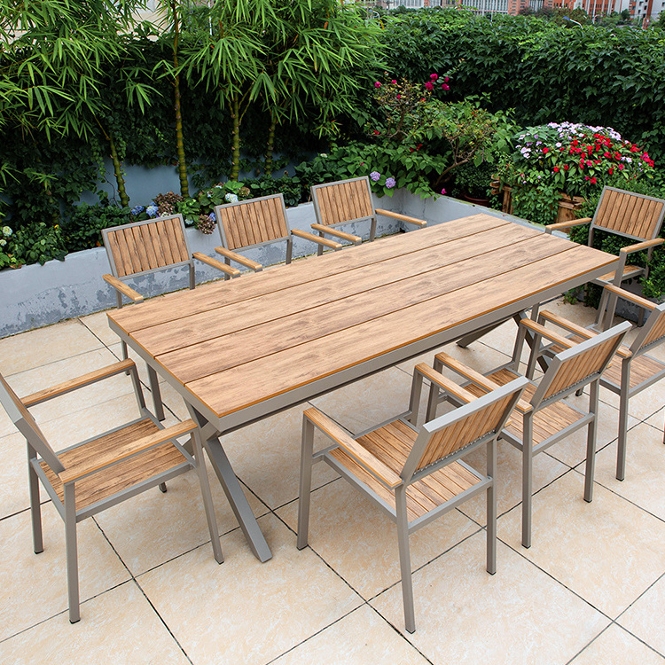 2024 Luxury High End Patio Table Teak Wood Outdoor Furniture Garden Table Manufacturer Modern Wood Table with Epoxy