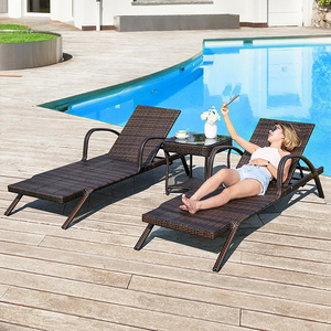 Factory Wholesale low price PE rattan bed sun lounger Beach pool  Water Swimming sun lounger