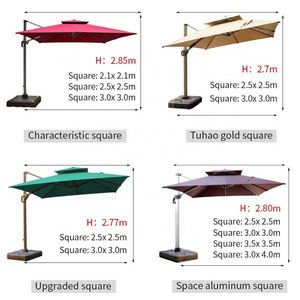 Hot selling double top 3m sided pole cantilever sun parasol waterproof outdoor garden courtyard Roman umbrella for patio dining