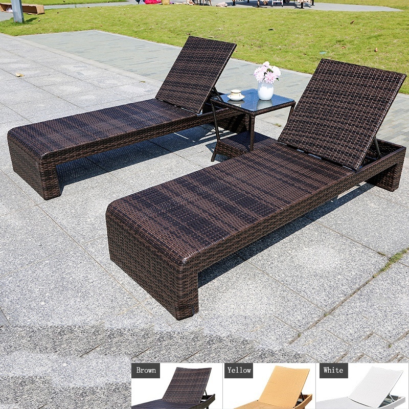 Low price wholesale pe rattan Beach Lounge Chair Outdoor Furniture Patio Garden Villa Terrace Sun Loungers