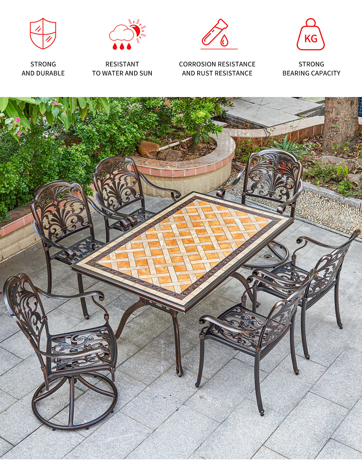 Patio Furniture Sets With Fire Pit Cast Aluminum Korean BBQ Grill Table Outdoor BBQ Table And Chairs