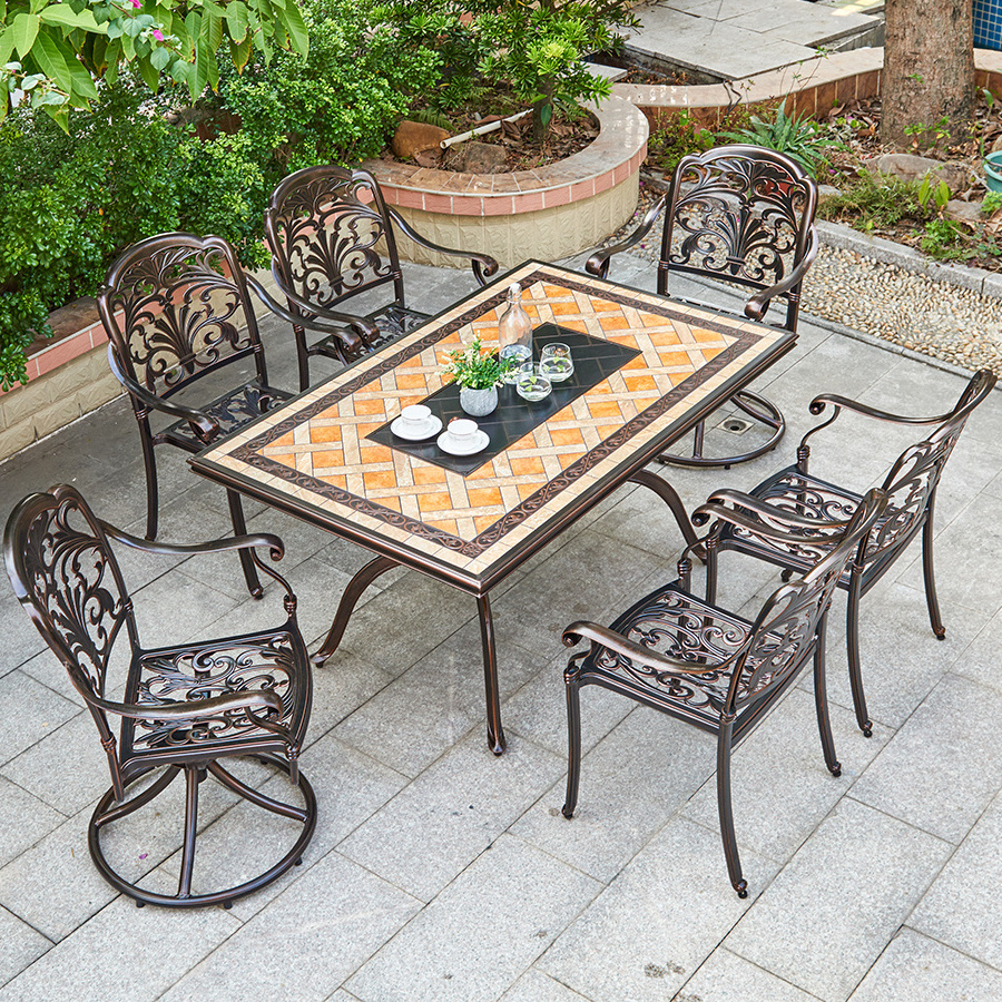 Patio Furniture Sets With Fire Pit Cast Aluminum Korean BBQ Grill Table Outdoor BBQ Table And Chairs