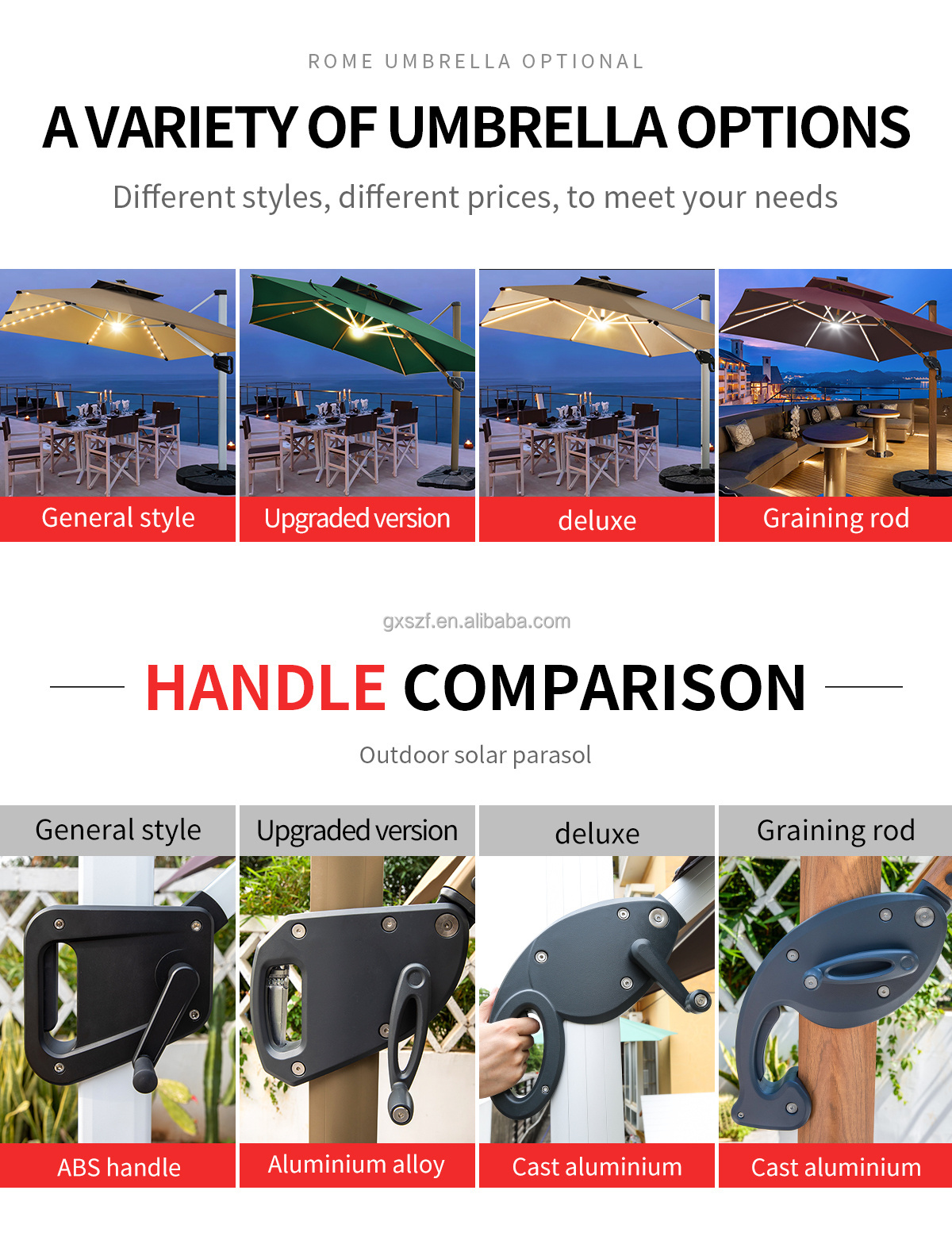 outdoor large patio umbrellas Solar led light garden Umbrella Restaurant Cafe Hotel Outdoor Commercial cantilever umbrella