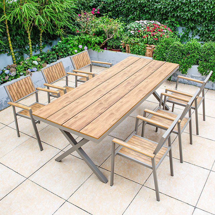 2024 Luxury High End Patio Table Teak Wood Outdoor Furniture Garden Table Manufacturer Modern Wood Table with Epoxy