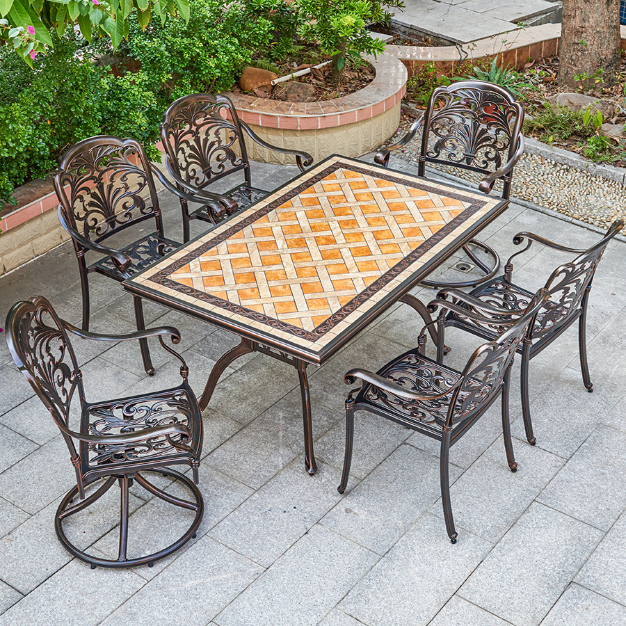 Patio Furniture Sets With Fire Pit Cast Aluminum Korean BBQ Grill Table Outdoor BBQ Table And Chairs