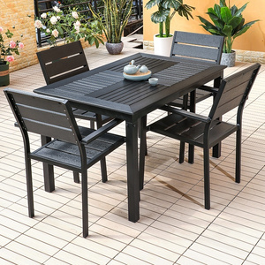 2023 Popular Modern Black Patio Table And Chairs Waterproof Garden Sets Wooden Outdoor Furniture set