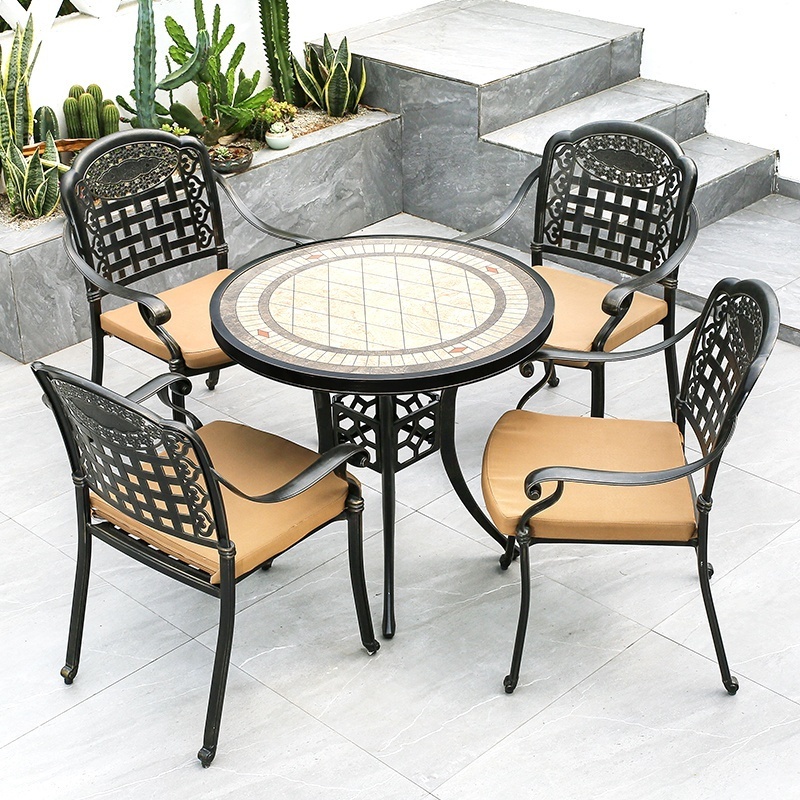 Top Selling Factory Wholesale Modern Outdoor Garden chairs Metal cast aluminium Furniture Dining Patio courtyard Chairs