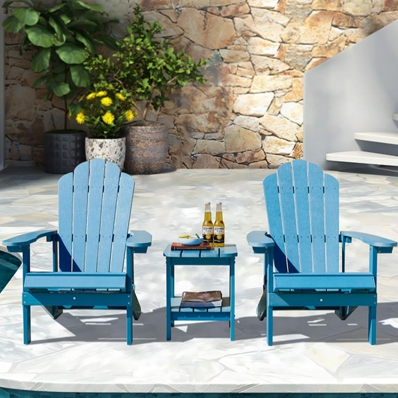 Wholesale Outdoor poolside Furniture chair garden sun-proof Hdpe Plastic Wood Folding blue Adirondack Chair