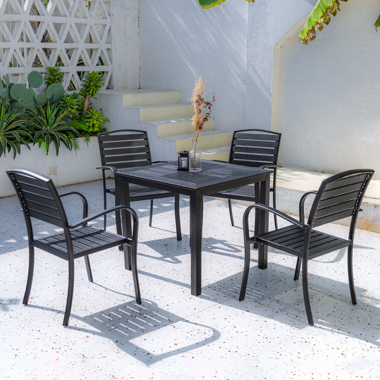 Nordic garden outdoor chair modern furniture black cafe dining stackable patio chairs