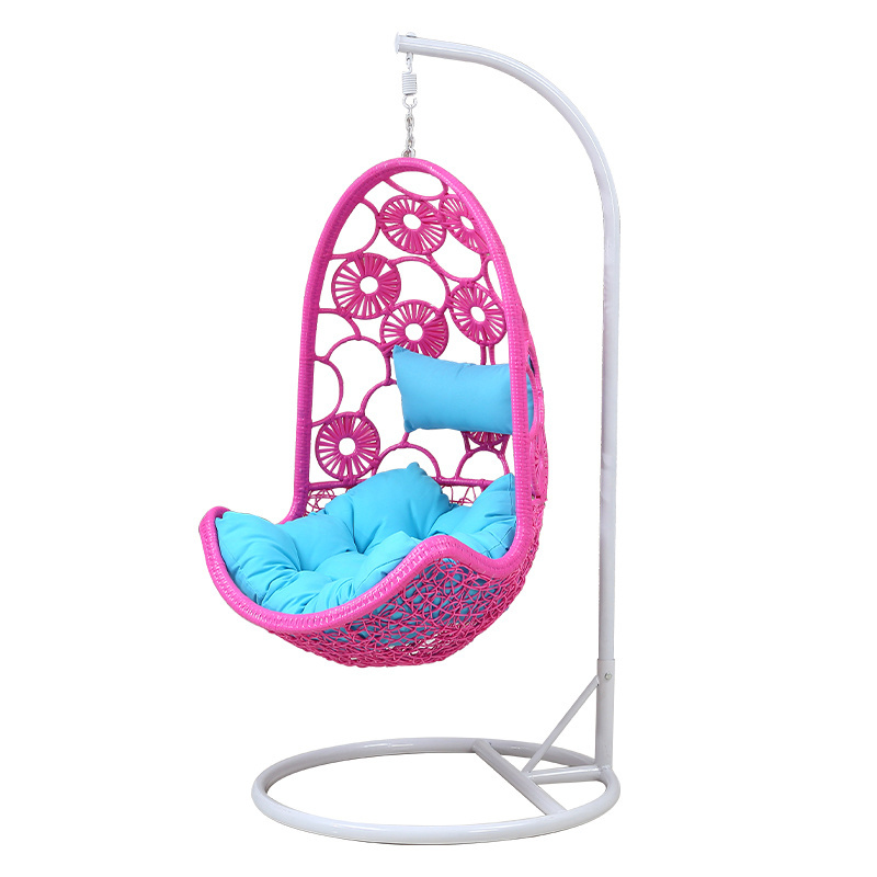 Cheap egg chair pink leisure patio rocking chairs wicker rattan indoor swing chair