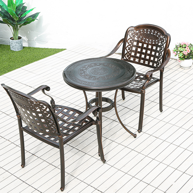 Korean Outdoor Patio Furniture Bbq Grill 2 4 6 Person Cast Aluminum Table Top Fire Pit Dining Table And Chair Set