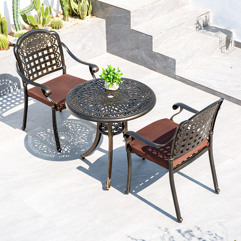 Outdoor Furniture Dining Table Set Courtyard Villa Home Table and Chairs Cast Aluminum Garden Leisure Outdoor Aluminium 2 Sets