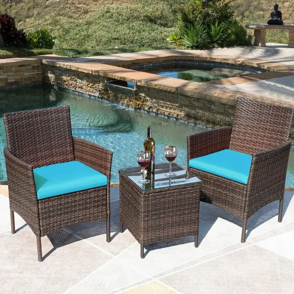 Home And Garden Courtyard Furniture plastic Rattan Dining Table Set Outdoor Wicker rattan furniture Set Garden sofa Set