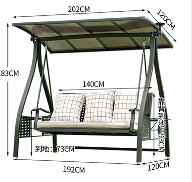 Best selling swinging chair outdoor triple seat garden furniture set adult patio swings