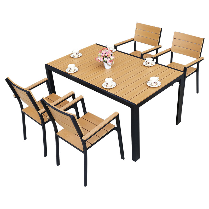 New design outdoor dining table set 4 chairs patio garden table and chairs wooden outdoor furniture