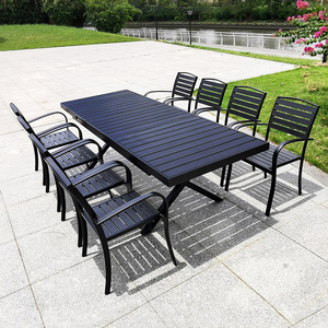 Modern outdoor restaurant table and chairs black garden furniture outdoor dining extension table set