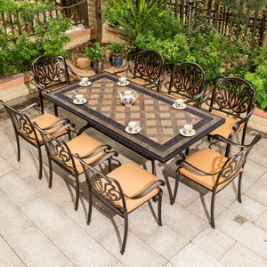 Wholesale Outdoor Dinning Table and Chair Set Garden Furniture Big Restaurant Table Cast Aluminium Manufacturer Dining Table