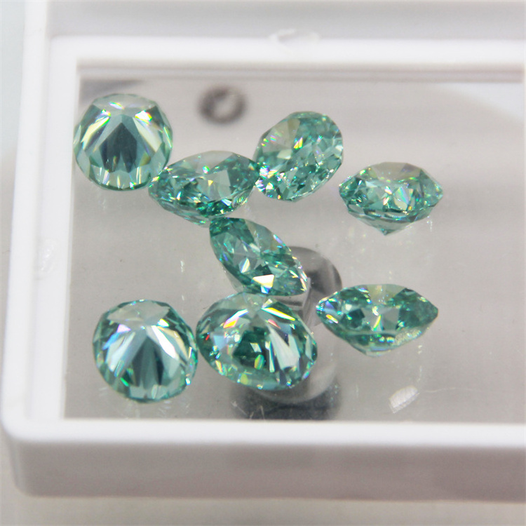 Wholesale Jewelry loose gemstone blue green color Oval Shape GRA Moissanite