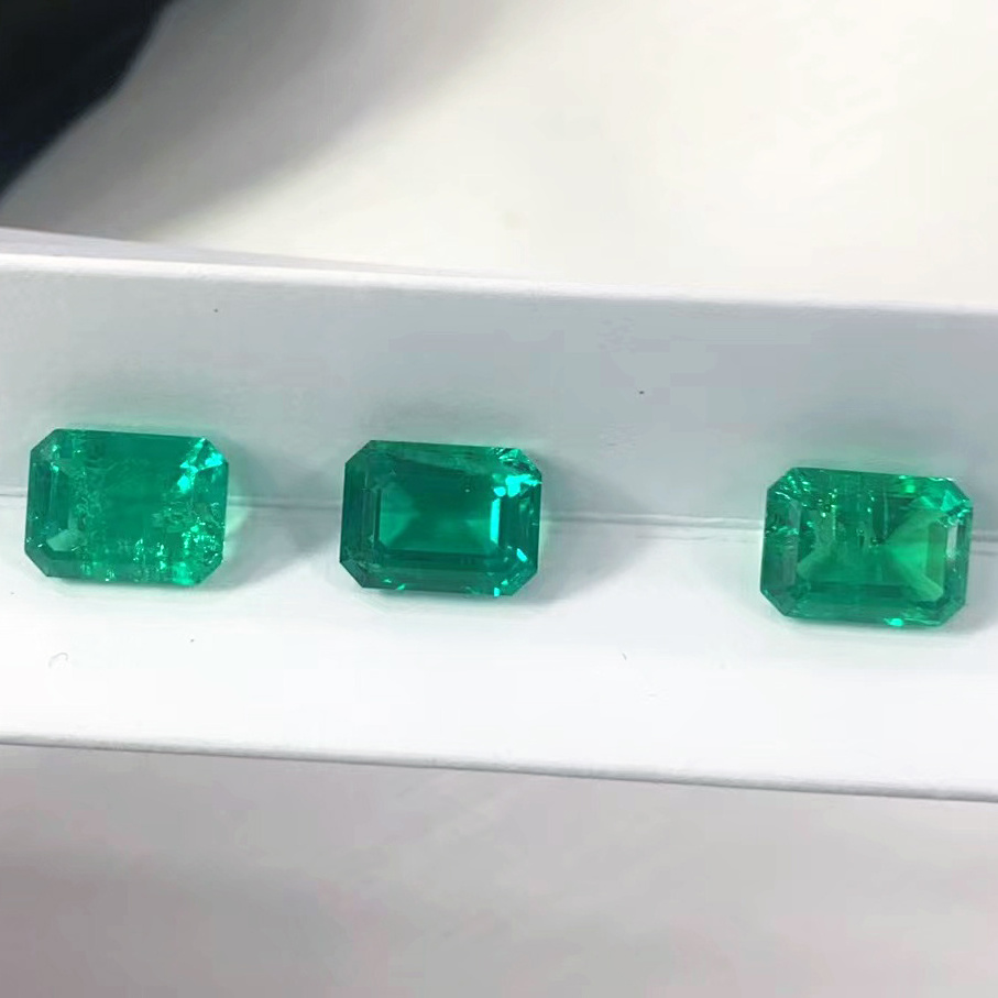 Tianchen Jewelry Wholesale Colombia Green Color Lab Grown Emerald Synthetic Loose Emerald Gemstone