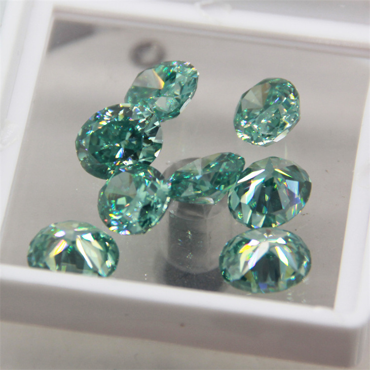 Wholesale Jewelry loose gemstone blue green color Oval Shape GRA Moissanite