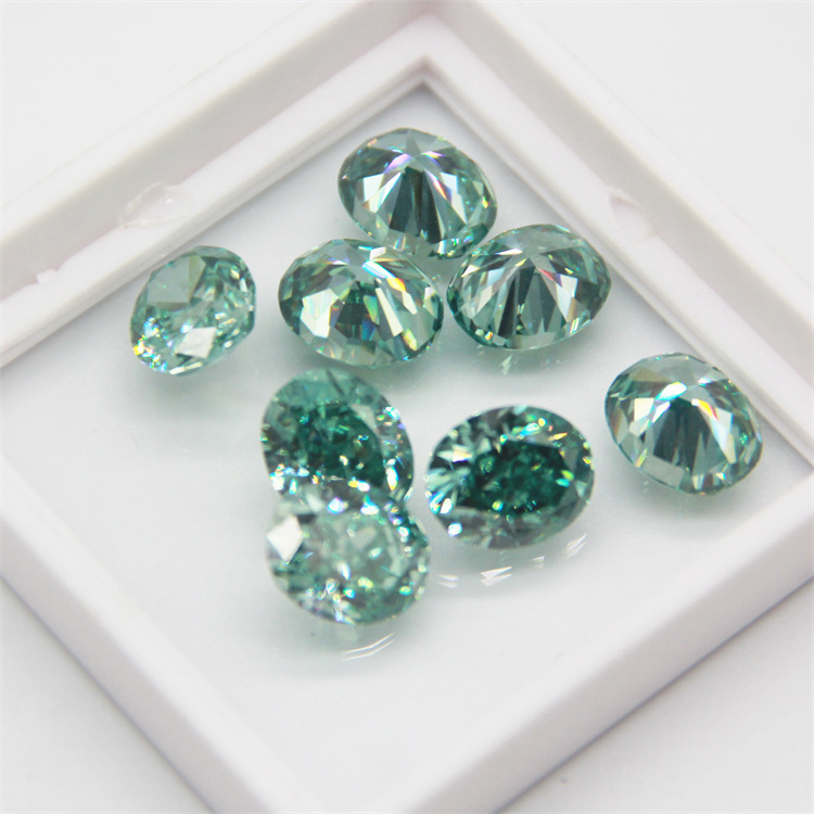 Wholesale Jewelry loose gemstone blue green color Oval Shape GRA Moissanite