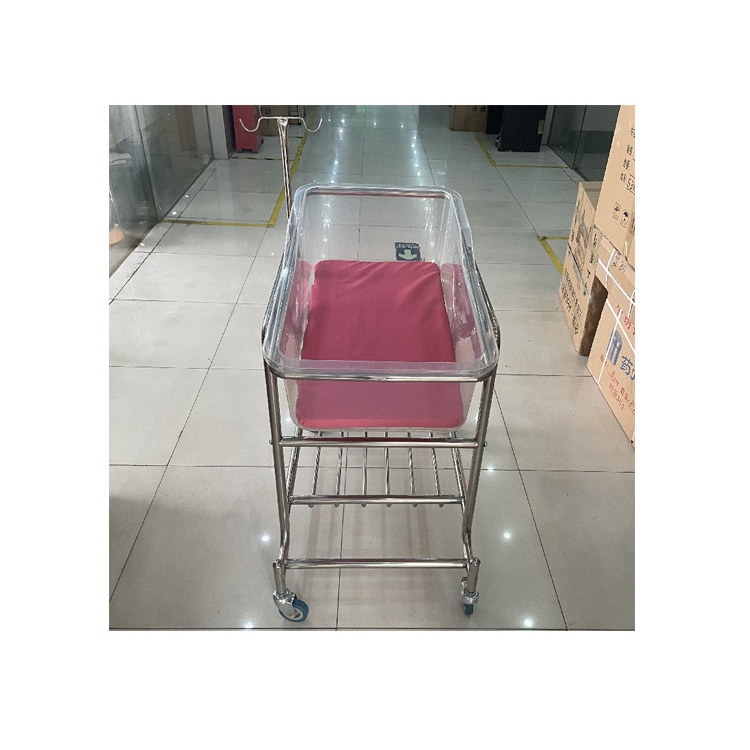 2023 Hospital new-born baby Cribs stainless steel Baby Bed Bassinet  transparent cot crib baby bed cart