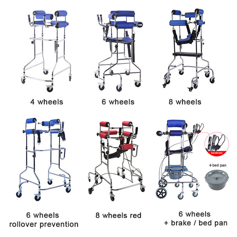 2023 Standing frame for kids 8 or 6-wheel rehabilitation walking aid standing training anti-overturning walking frame for adult