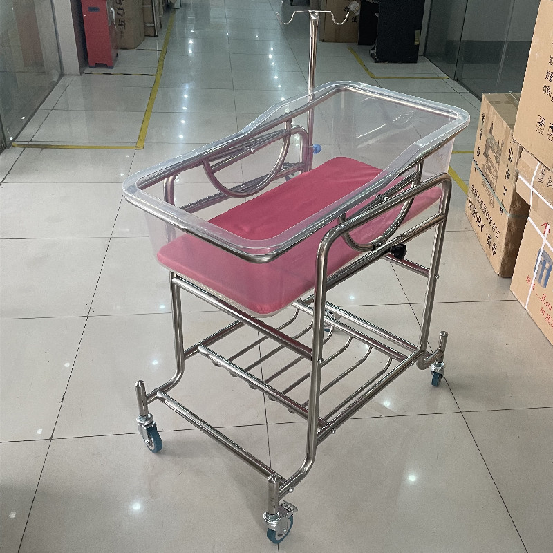 2023 Hospital new-born baby Cribs stainless steel Baby Bed Bassinet  transparent cot crib baby bed cart