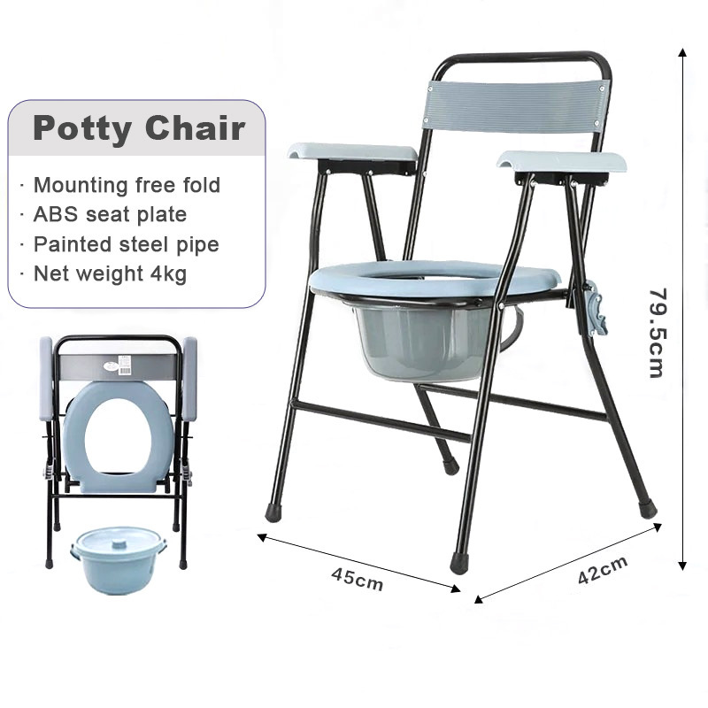 Portable extra wide ABS bedside 3 in1 hemiplegic patient bathroom Shower Toilet Commode Chair for elderly disabled with back arm