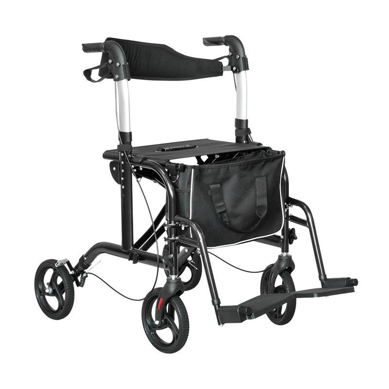 Manufacturer Wholesale Aluminum Alloy 4-Wheel Seat Walker Adult Rollator Walker With Seat For Elderly