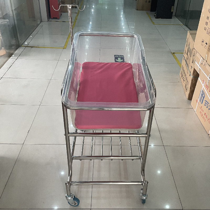 2023 Hospital new-born baby Cribs stainless steel Baby Bed Bassinet  transparent cot crib baby bed cart