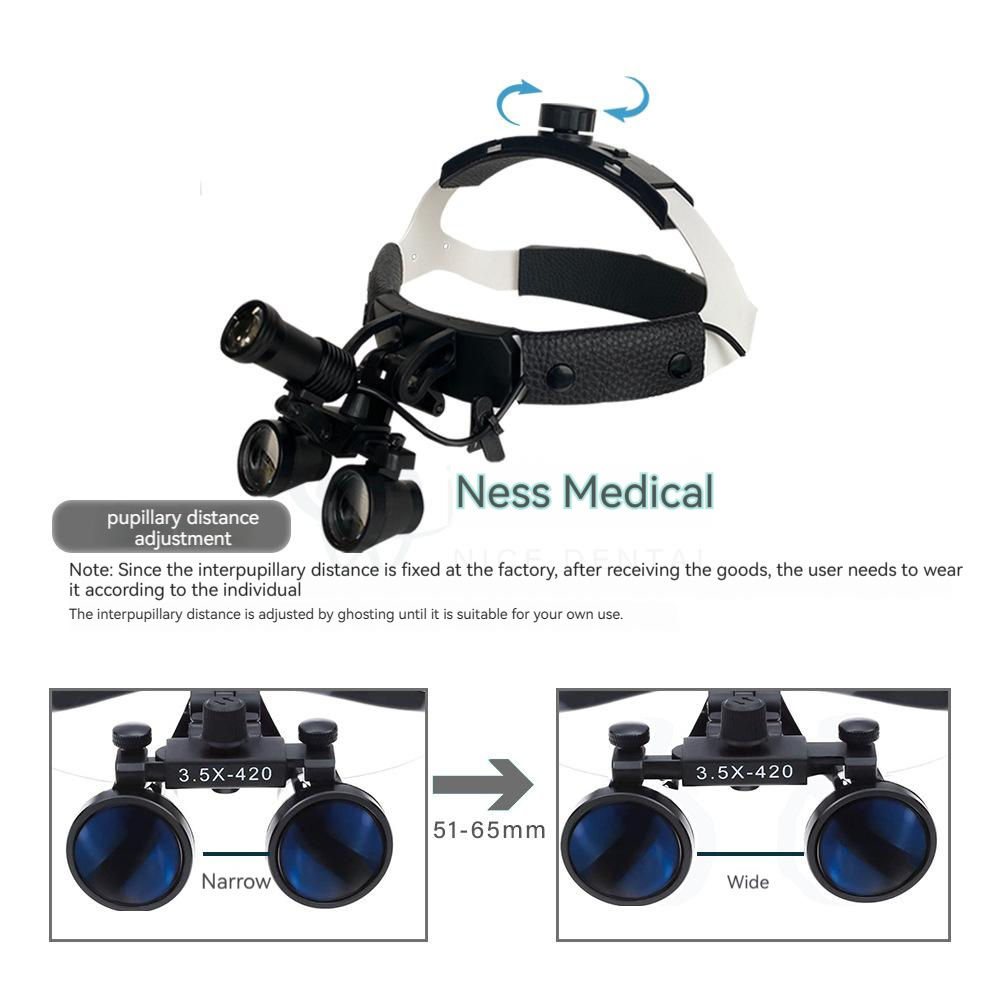 2023 Dental Operation Dental Glasses with Spotlight Head Light 3.5X Dental Loupe Magnifier LED