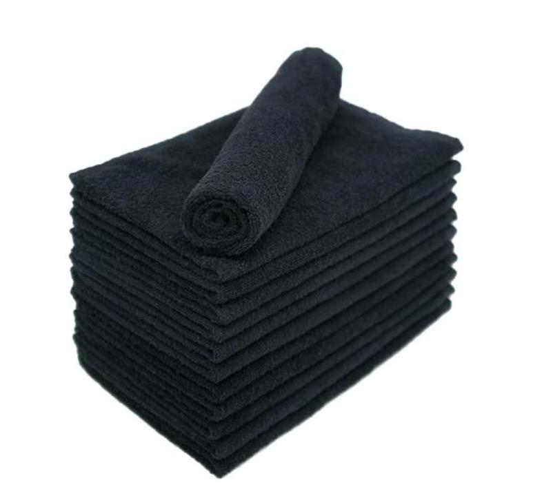 Ready Stock bleach proof salon towels cotton barbershop logo custom hair towel bleach resistant bleach safe salon towels black