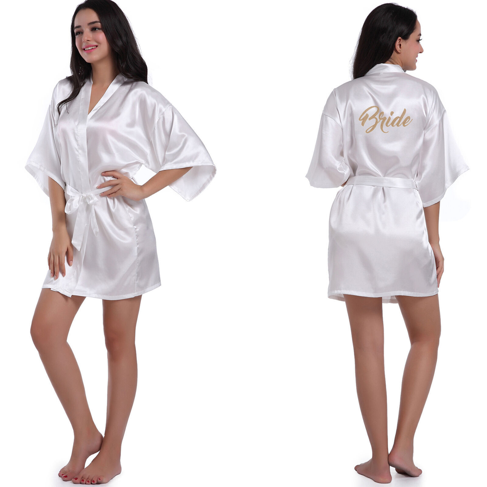 Women's Short Kimono Robe Soft Bride Bridesmaid Robes for Wedding Party Bridal Robes Silky Pajama Gown Custom Satin dress