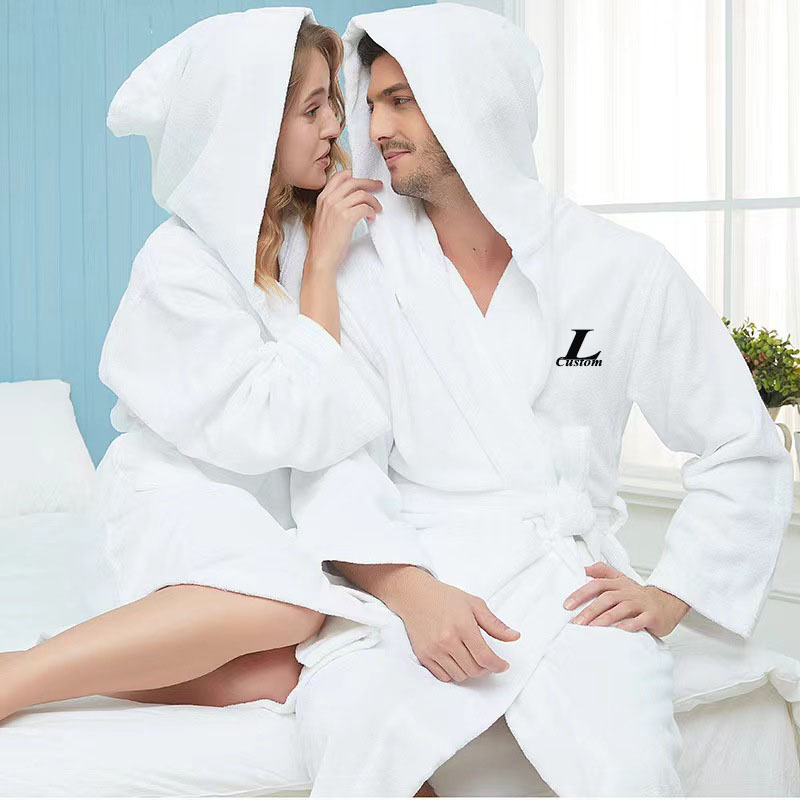 Hotel white hooded bathrobe cotton 100% cotton terry unisex hotel spa bathrobes bath robe custom bathrobes with logo for hotel