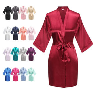 Women's Short Kimono Robe Soft Bride Bridesmaid Robes for Wedding Party Bridal Robes Silky Pajama Gown Custom Satin dress