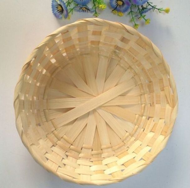 Handmade Bamboo Fruit Basket Fruit Plate Lace Storage Basket