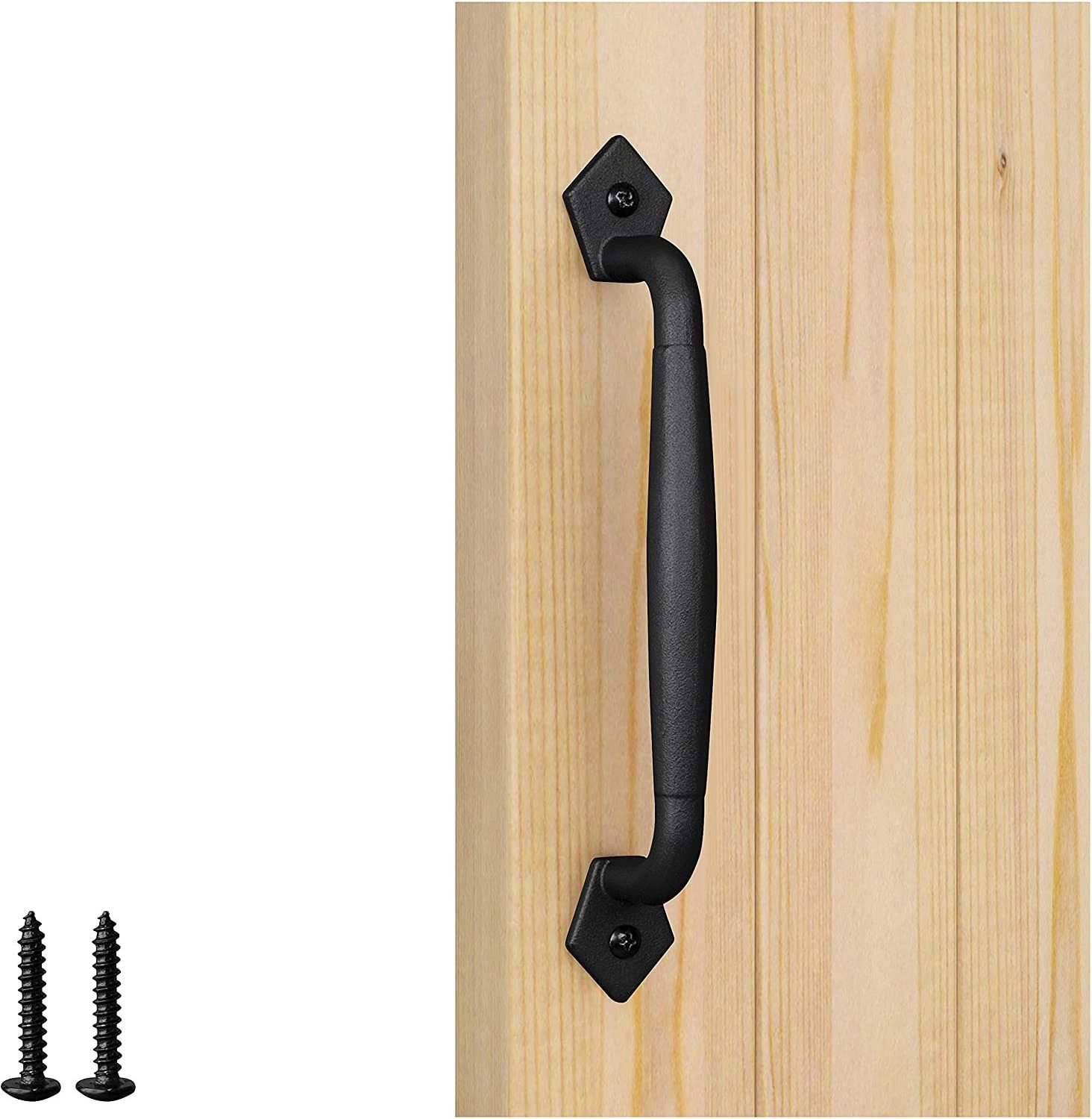 10 inches Black Barn Door Handle Gate Cabinet Closet Garage Shed Cast Iron Gate Handle Pull for Sliding Barn Door