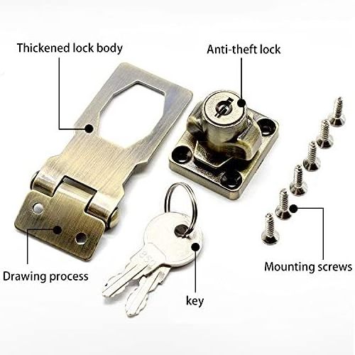 2-Packs 3inch Zinc Alloy Keyed Hasp Locks Twist Knob Keyed Locking Door Latch for Small Doors Gate Latch Product Name