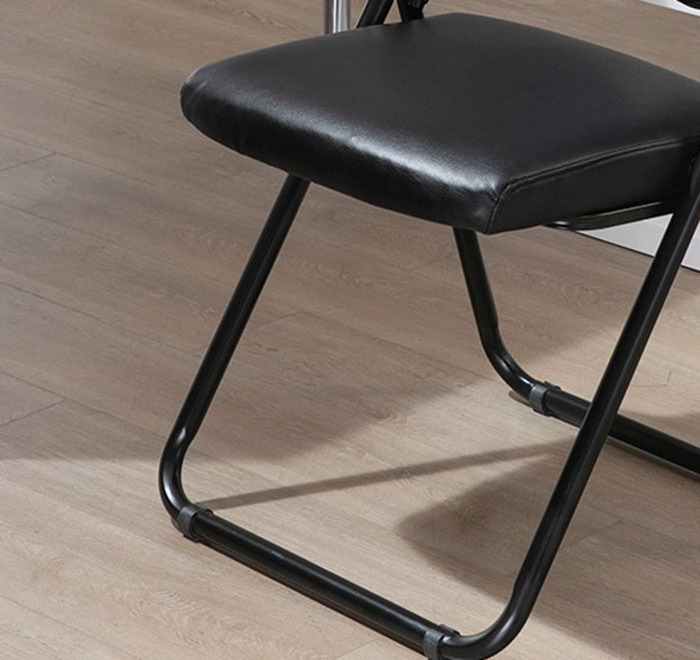 Modern Design Double Backrest Stool Lightweight Folding Metal Mesh Cloth Khaki Brown Black Chair Events Office School