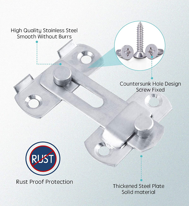 Door Latch Premium Stainless Steel Gate Latches, Household, Bathroom, Outdoor, Garage Suitable for Barn Door Latch,