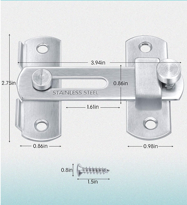 Door Latch Premium Stainless Steel Gate Latches, Household, Bathroom, Outdoor, Garage Suitable for Barn Door Latch,