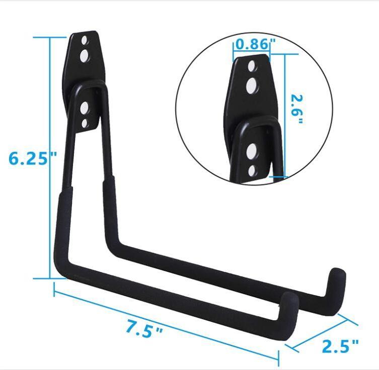 12-Pack Black 3-H Heavy-Duty 7.5 Inch Long Wall Mount Tool Hangers for Organizing Bike Garage for Coat Rack Use