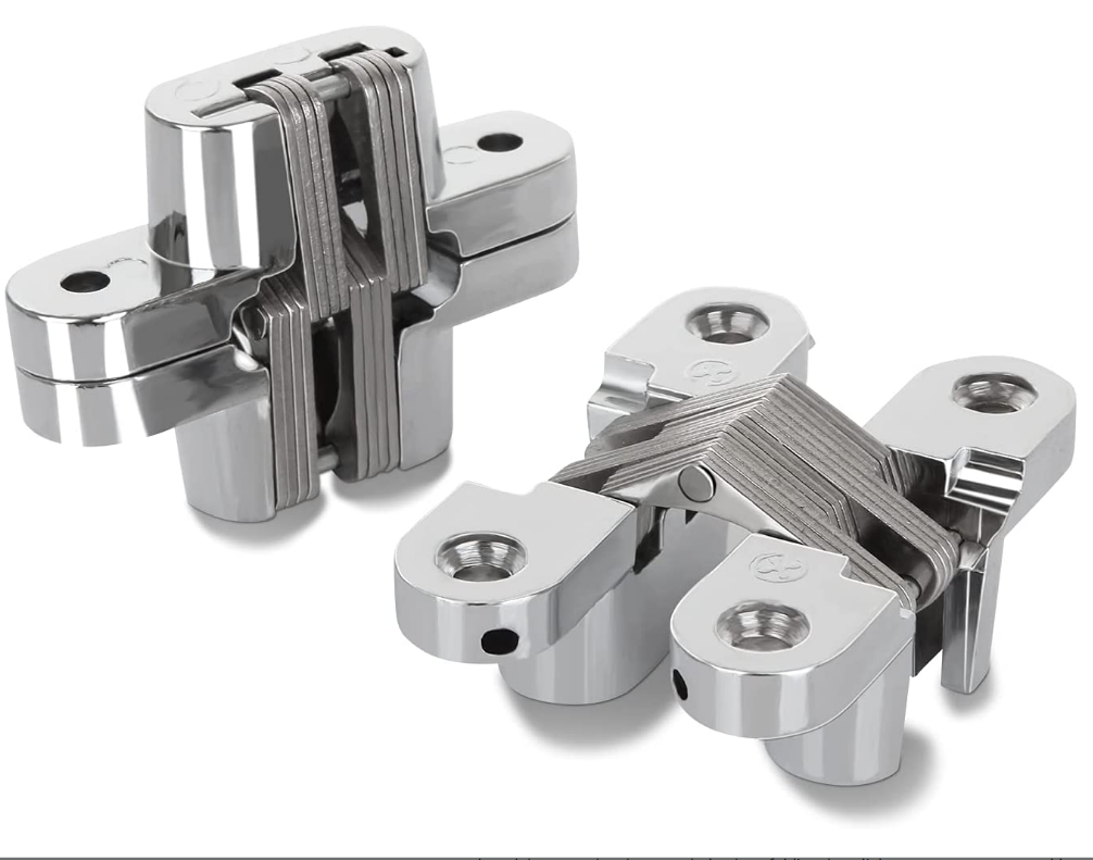 Invisible Hidden Hinge 180 Degree Swing Hinges for Cabinet Door and Barn Door Made of Durable Zinc Alloy