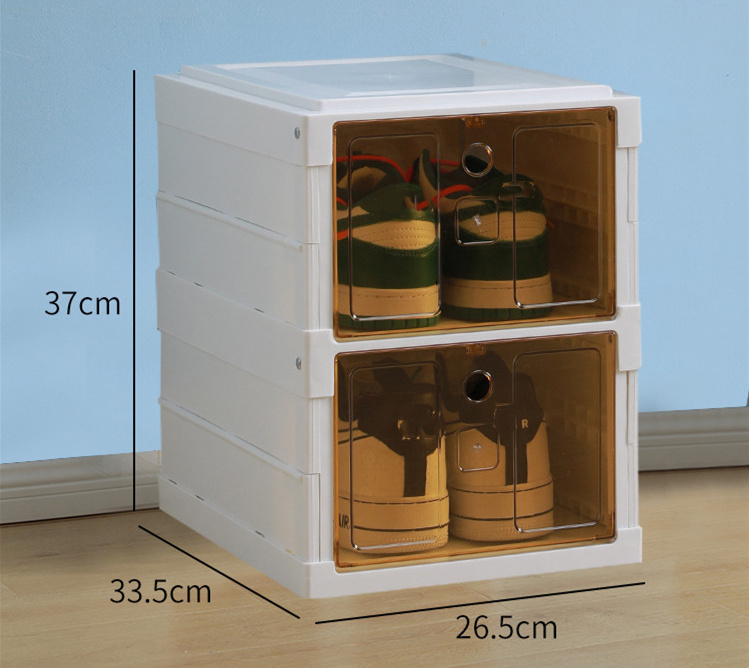 Modern Design Foldable Transparent Plastic Shoe Rack Box Strong Weight-Bearing Storage Cabinet for Bedroom and Living Room