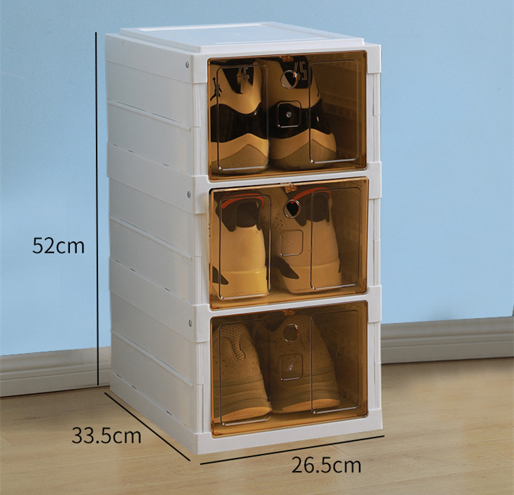 Modern Design Foldable Transparent Plastic Shoe Rack Box Strong Weight-Bearing Storage Cabinet for Bedroom and Living Room