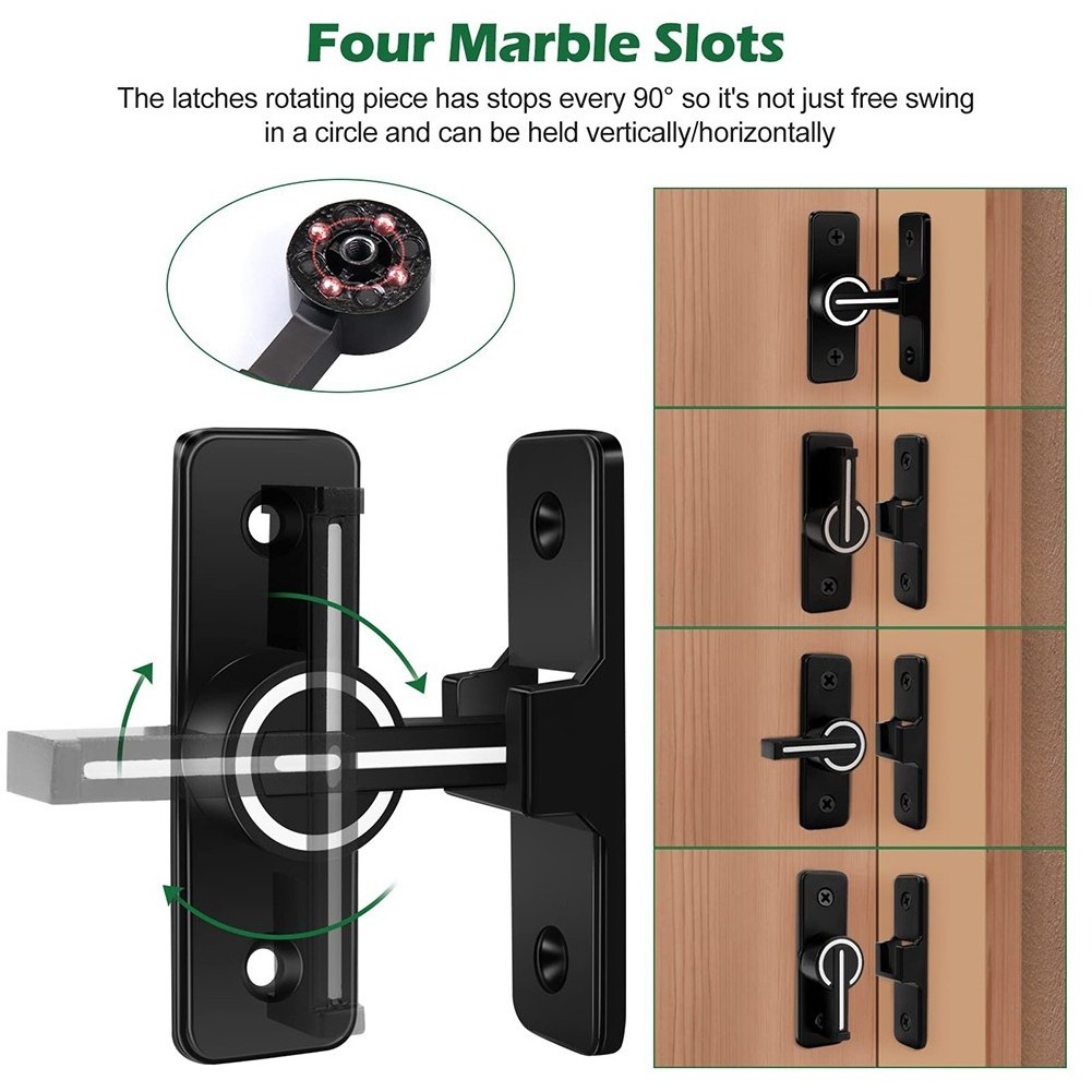 Black Heavy-Duty 90 Degree H-Latch Lock Iron Casting Zinc Alloy for Sliding Wooden Doors Durable Barn Door Latch